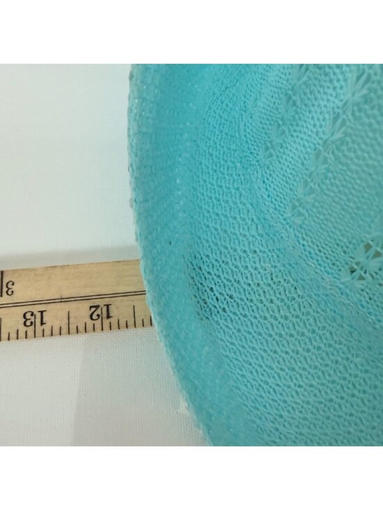 RM Poolside Sun Hat Embroidered Open Weave Turquoise Wide Brim Cap Cruise Travel main image 4
